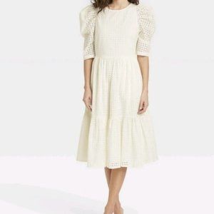 A New Day Target White Eyelet Puff Sleeve Dress